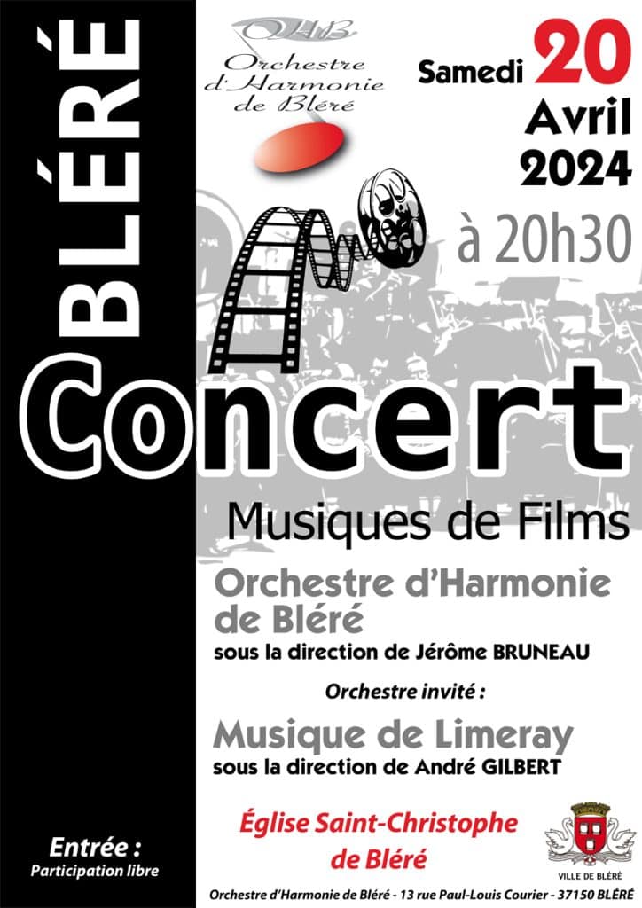 Affiche concert Orchestre harmonie de Bléré - 20 avril 2024