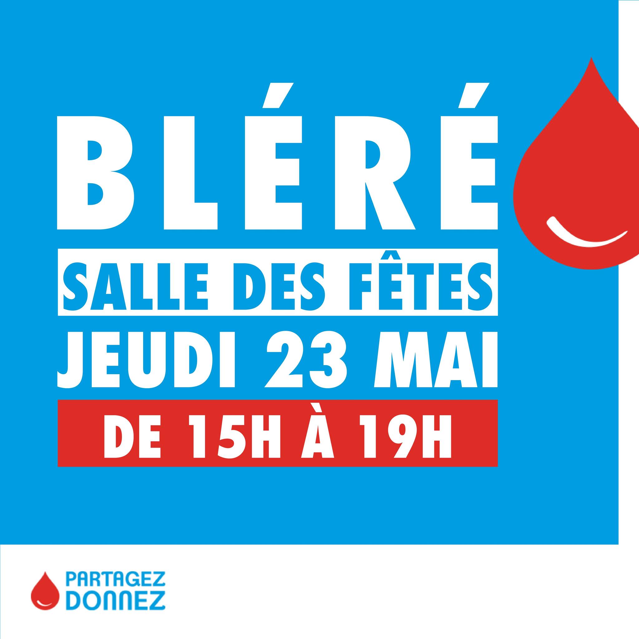 Don de sang - Jeudi 23 mai 2024 - Bléré